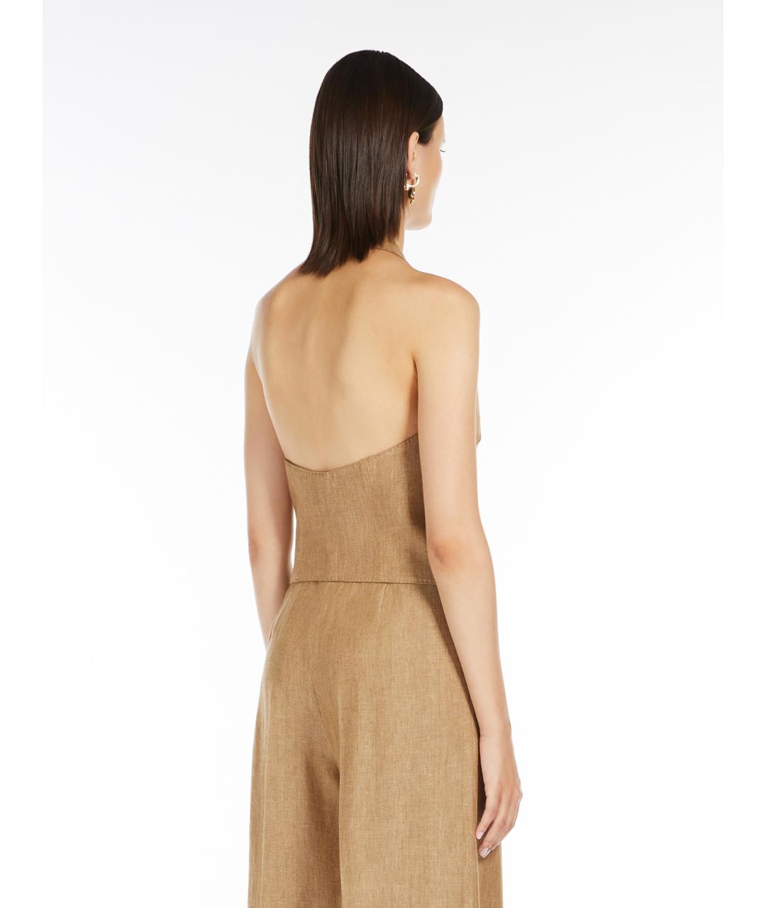 MAX MARA Коричневый льняной жилет, фото 4