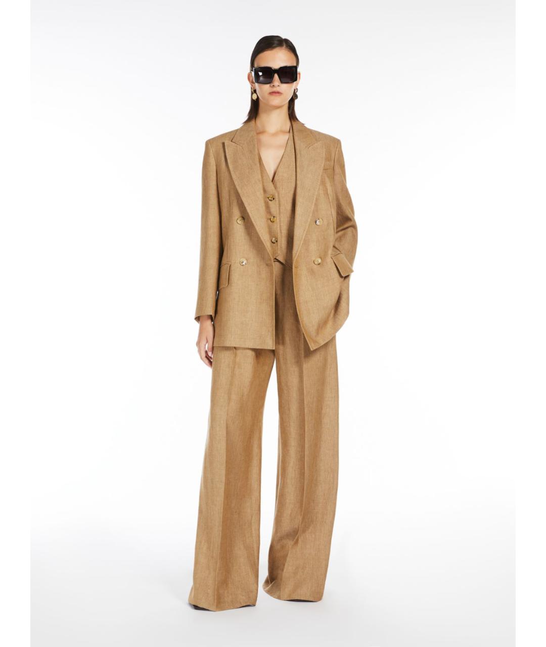 MAX MARA Коричневый льняной жилет, фото 3