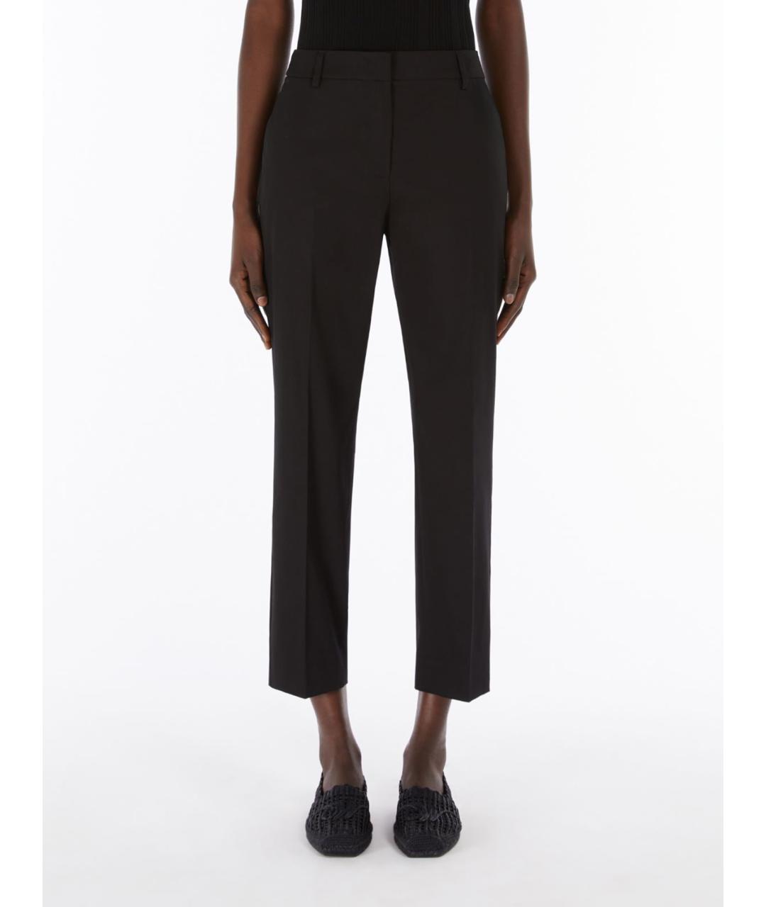 WEEKEND MAX MARA Черные хлопковые прямые брюки, фото 4