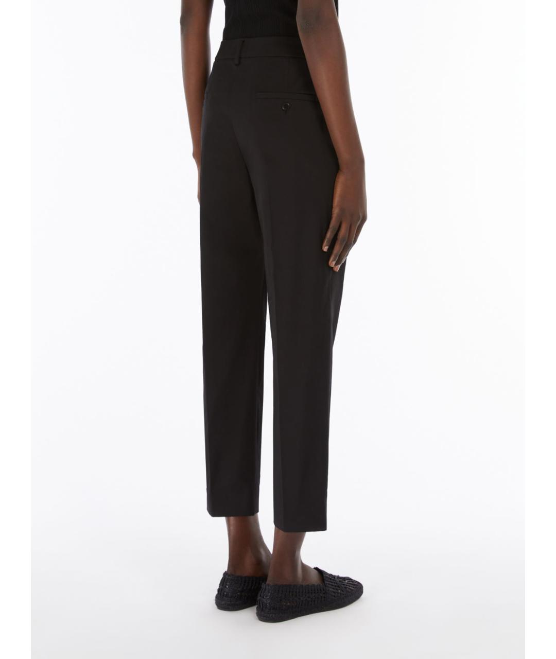 WEEKEND MAX MARA Черные хлопковые прямые брюки, фото 3