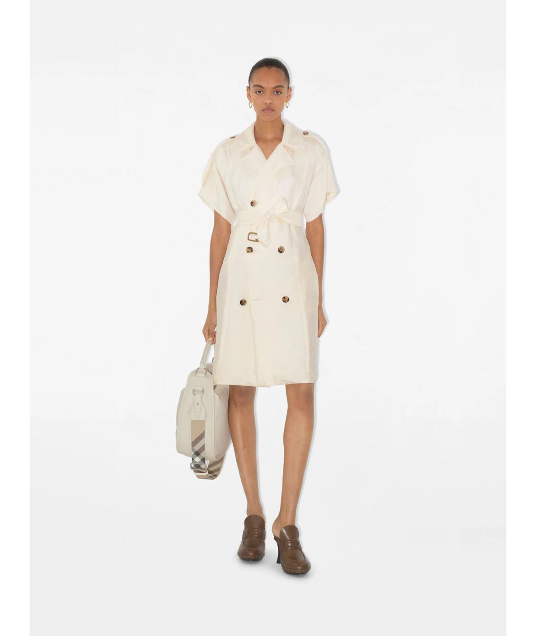 BURBERRY Белое вискозное повседневное платье, фото 2