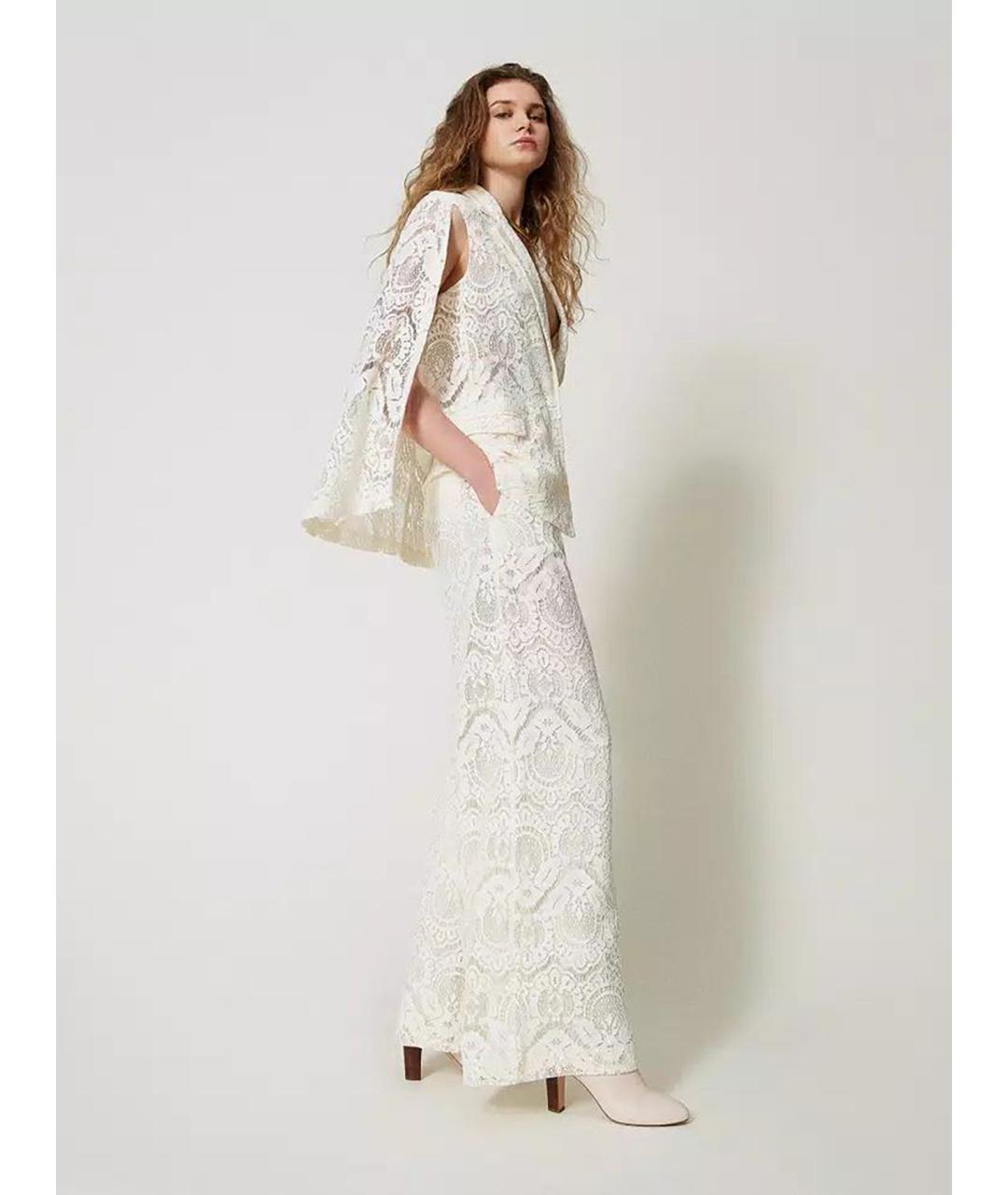 TWIN-SET Белые вискозные брюки широкие, фото 3