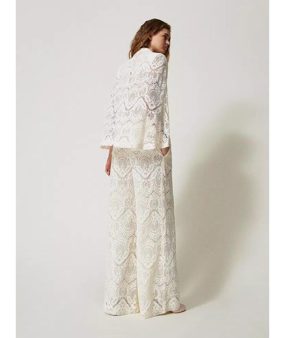 TWIN-SET Белые вискозные брюки широкие, фото 4