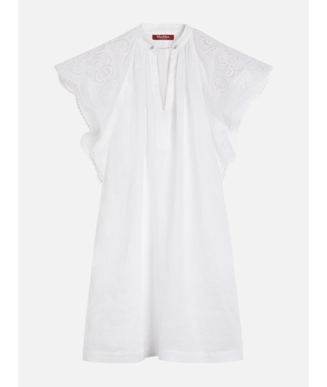 MAX MARA STUDIO Белое хлопковое повседневное платье, фото 6