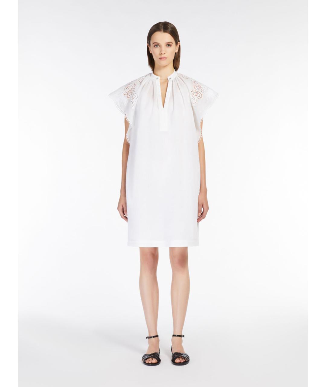 MAX MARA STUDIO Белое хлопковое повседневное платье, фото 5