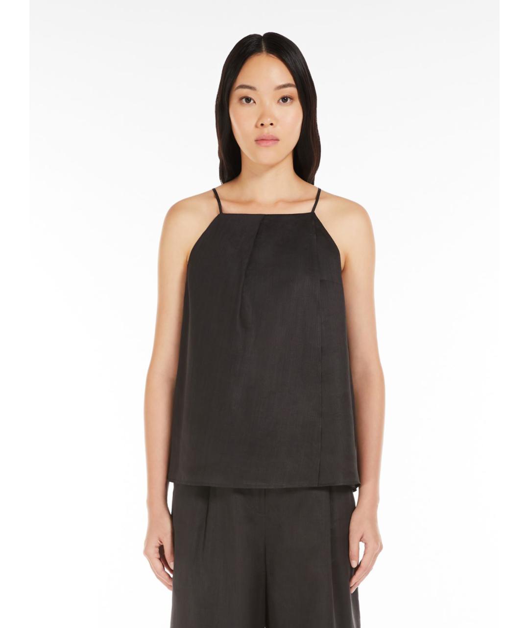 MAX MARA STUDIO Черная льняная майка, фото 4
