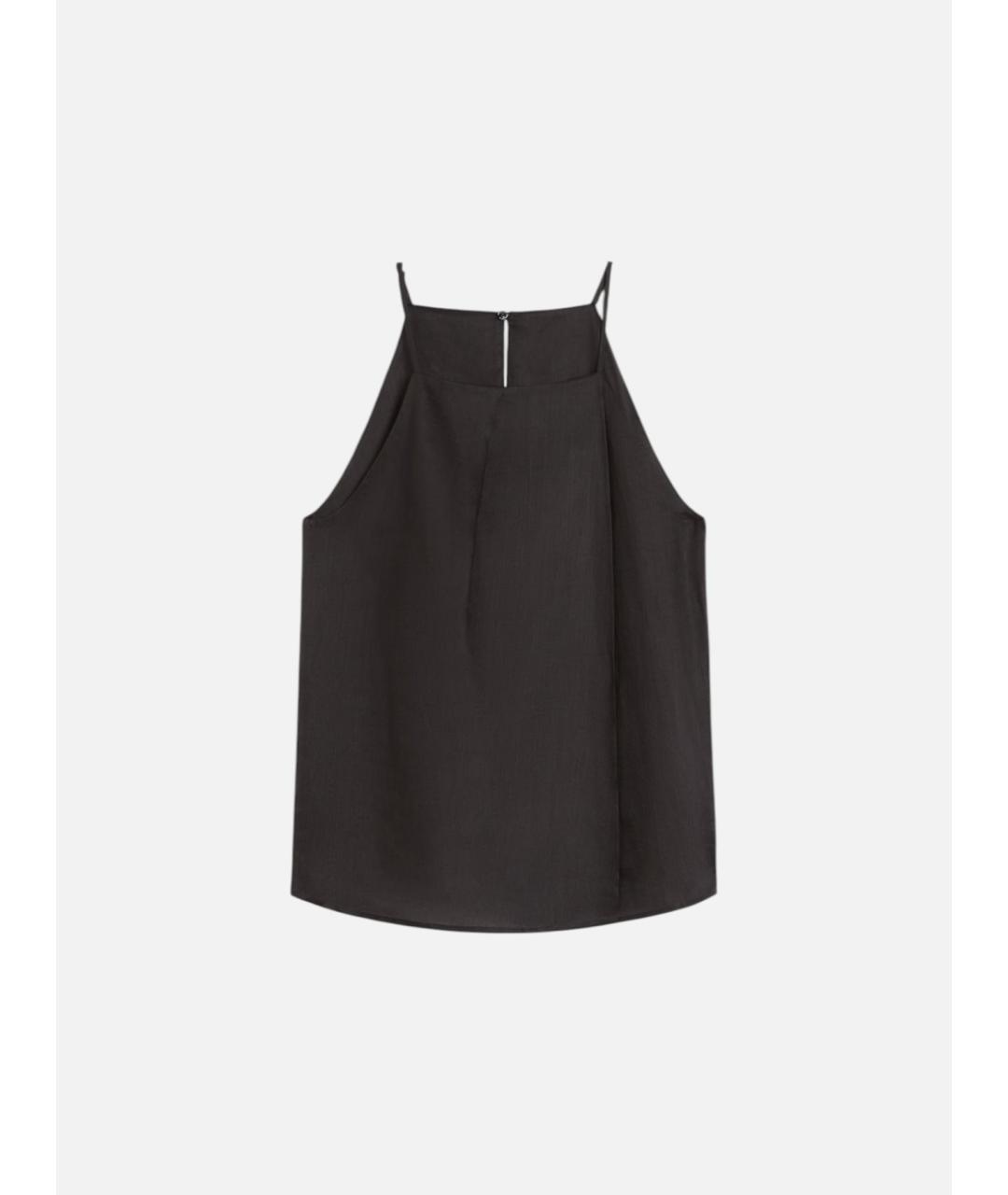 MAX MARA STUDIO Черная льняная майка, фото 5