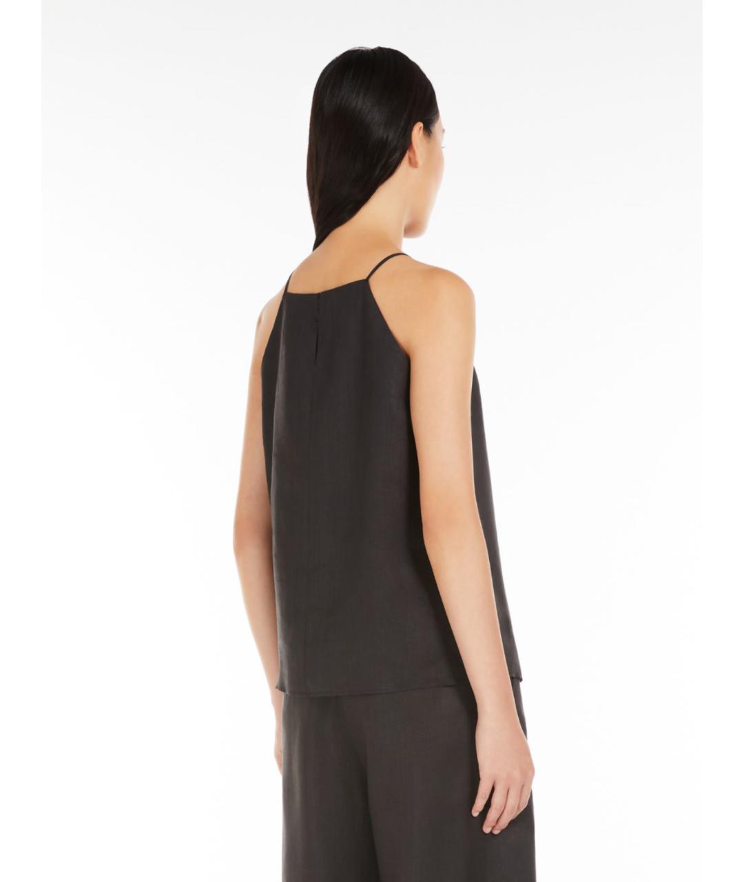MAX MARA STUDIO Черная льняная майка, фото 3