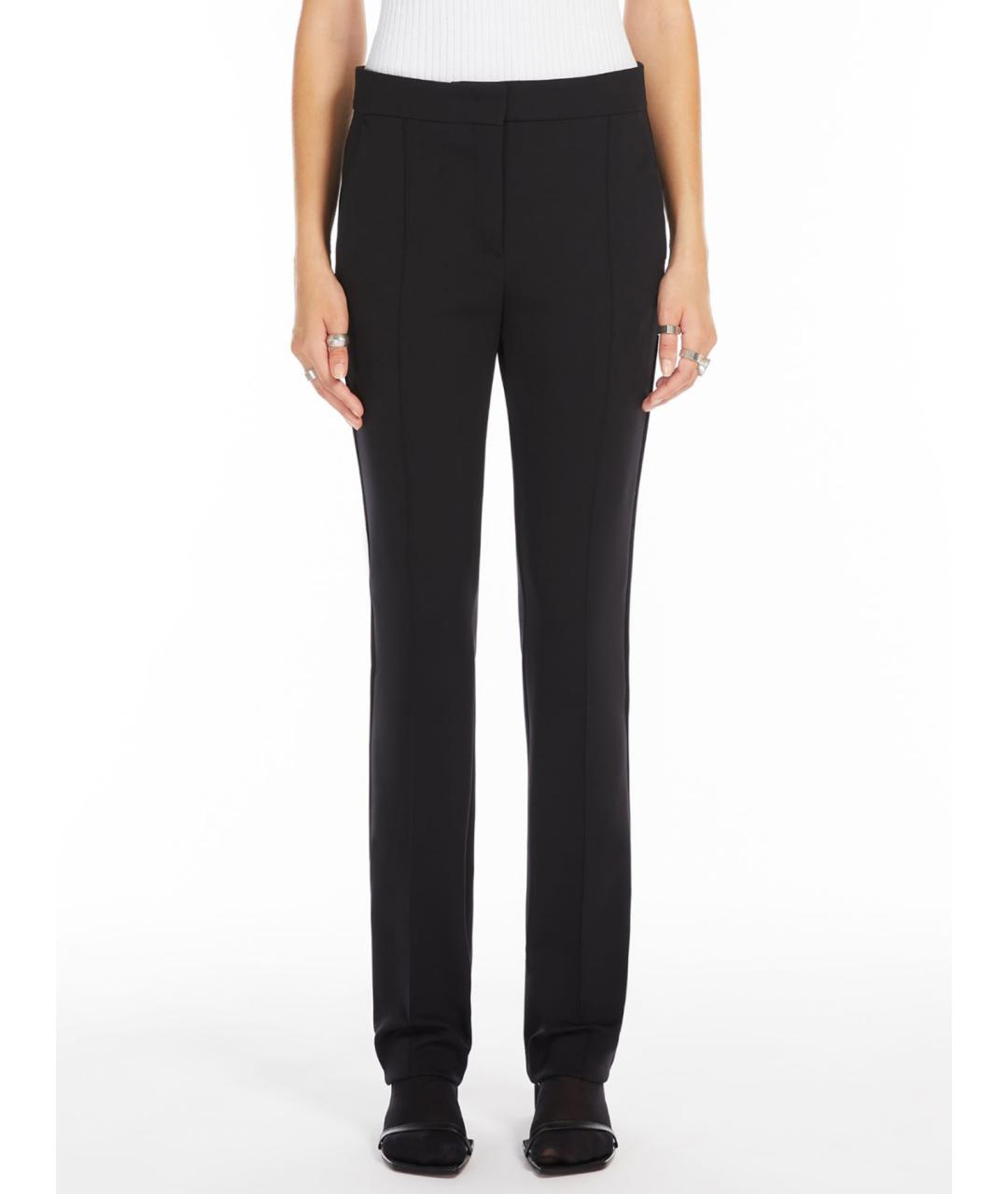 SPORTMAX Черные полиамидовые прямые брюки, фото 4