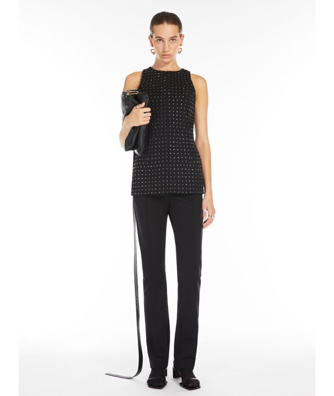 SPORTMAX Черные полиамидовые прямые брюки, фото 2