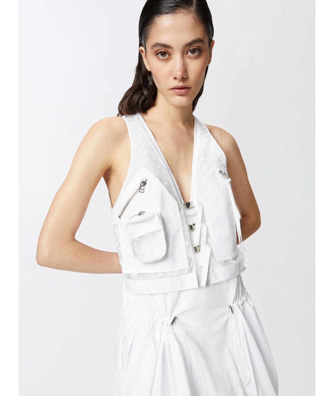 PINKO Белый хлопковый сарафан, фото 5