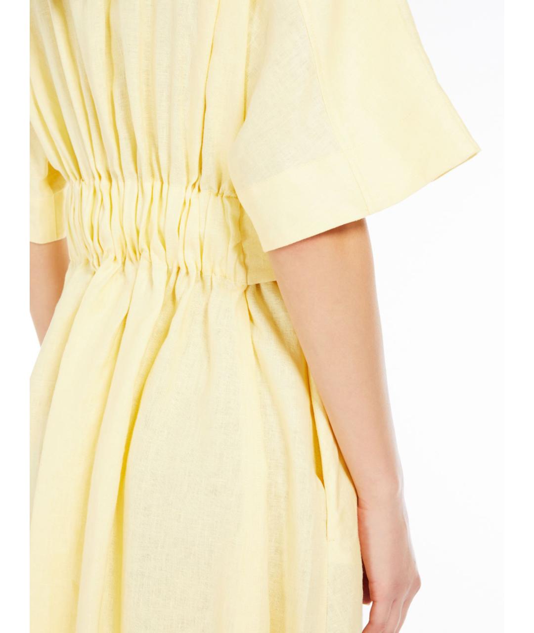 WEEKEND MAX MARA Желтое льняное повседневное платье, фото 3