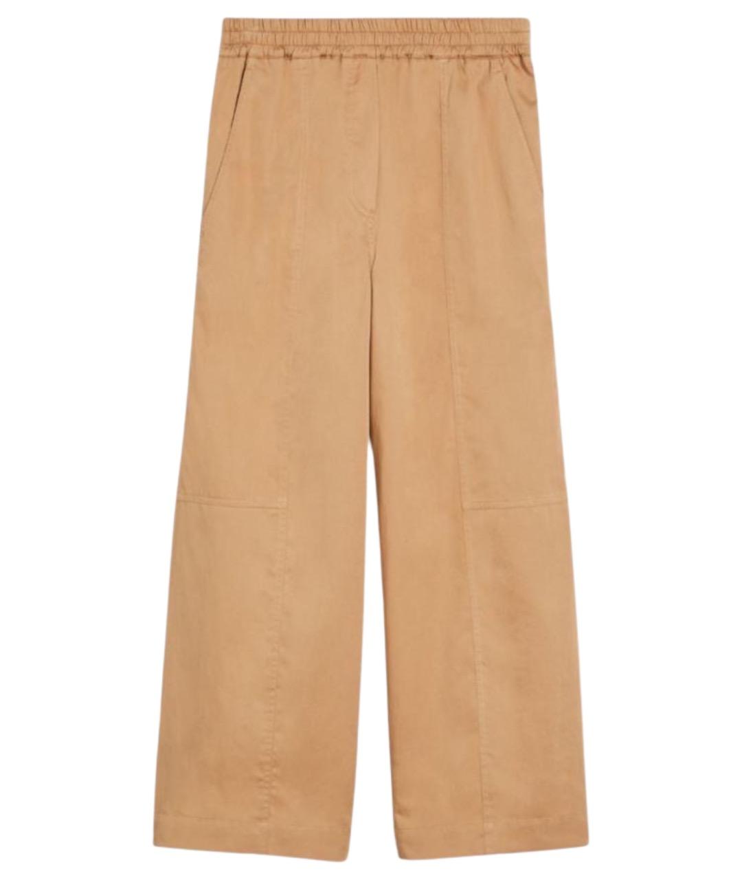 WEEKEND MAX MARA Коричневые хлопковые прямые брюки, фото 1