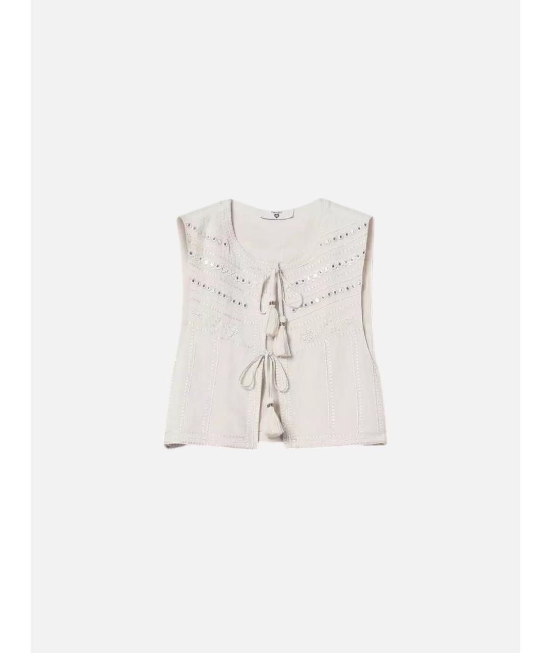 TWIN-SET Бежевый вискозный жилет, фото 6