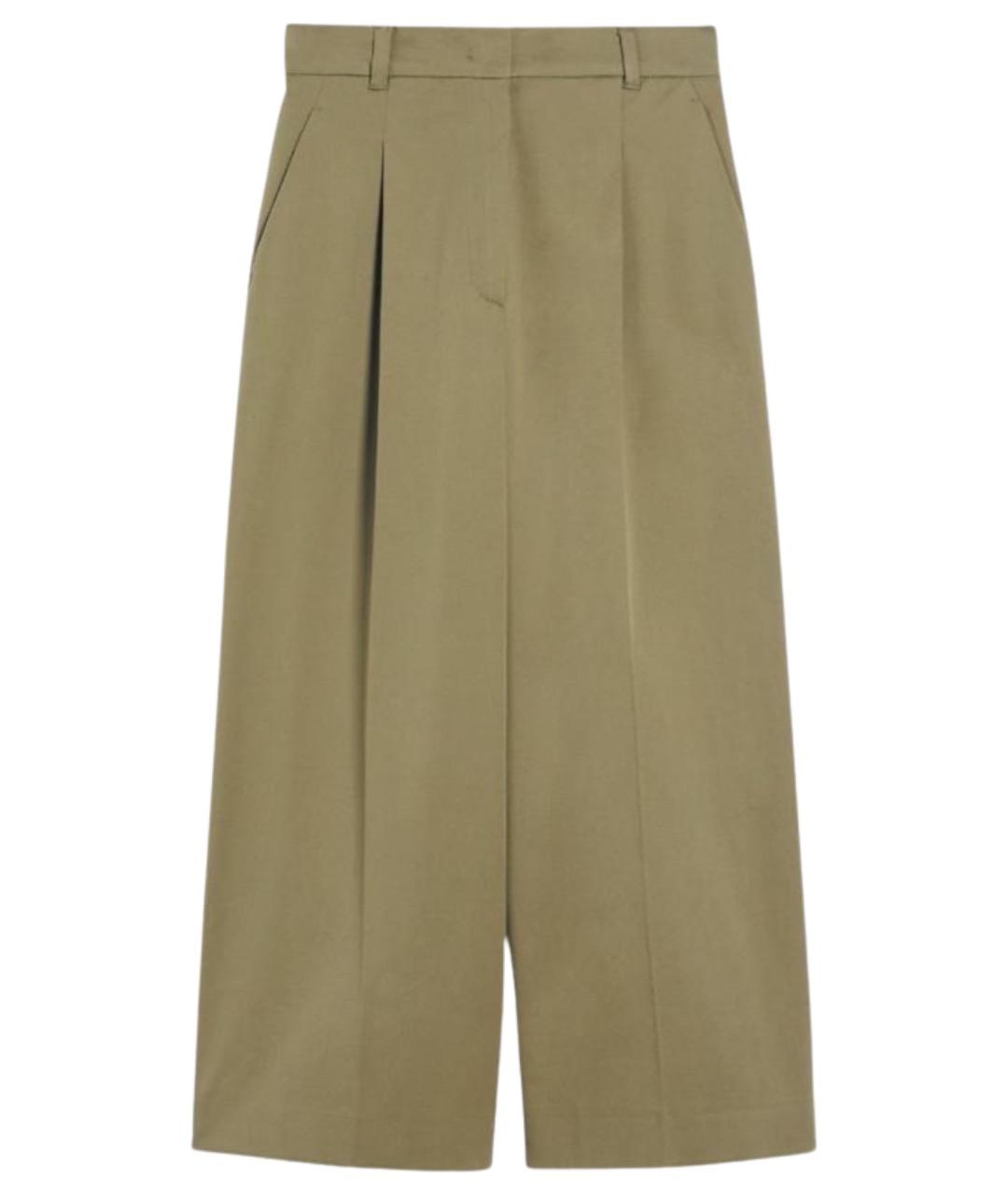 MAX MARA STUDIO Зеленые хлопковые брюки широкие, фото 1