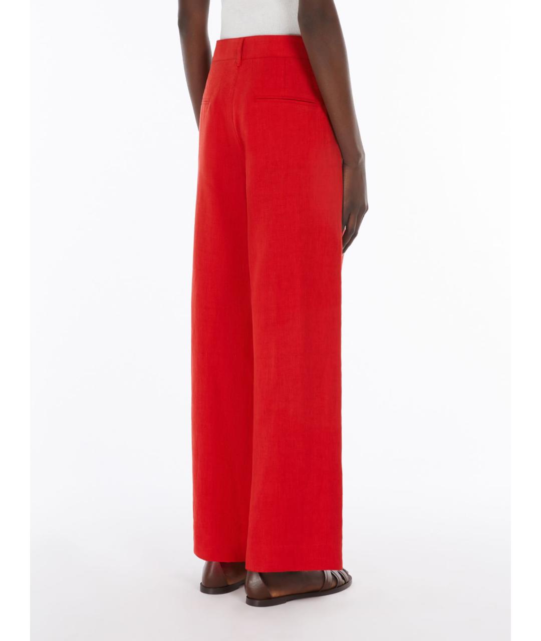 'S MAX MARA Красные льняные брюки широкие, фото 3