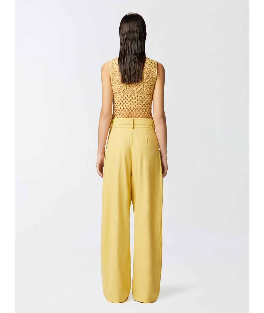 PINKO Желтые хлопковые брюки широкие, фото 4
