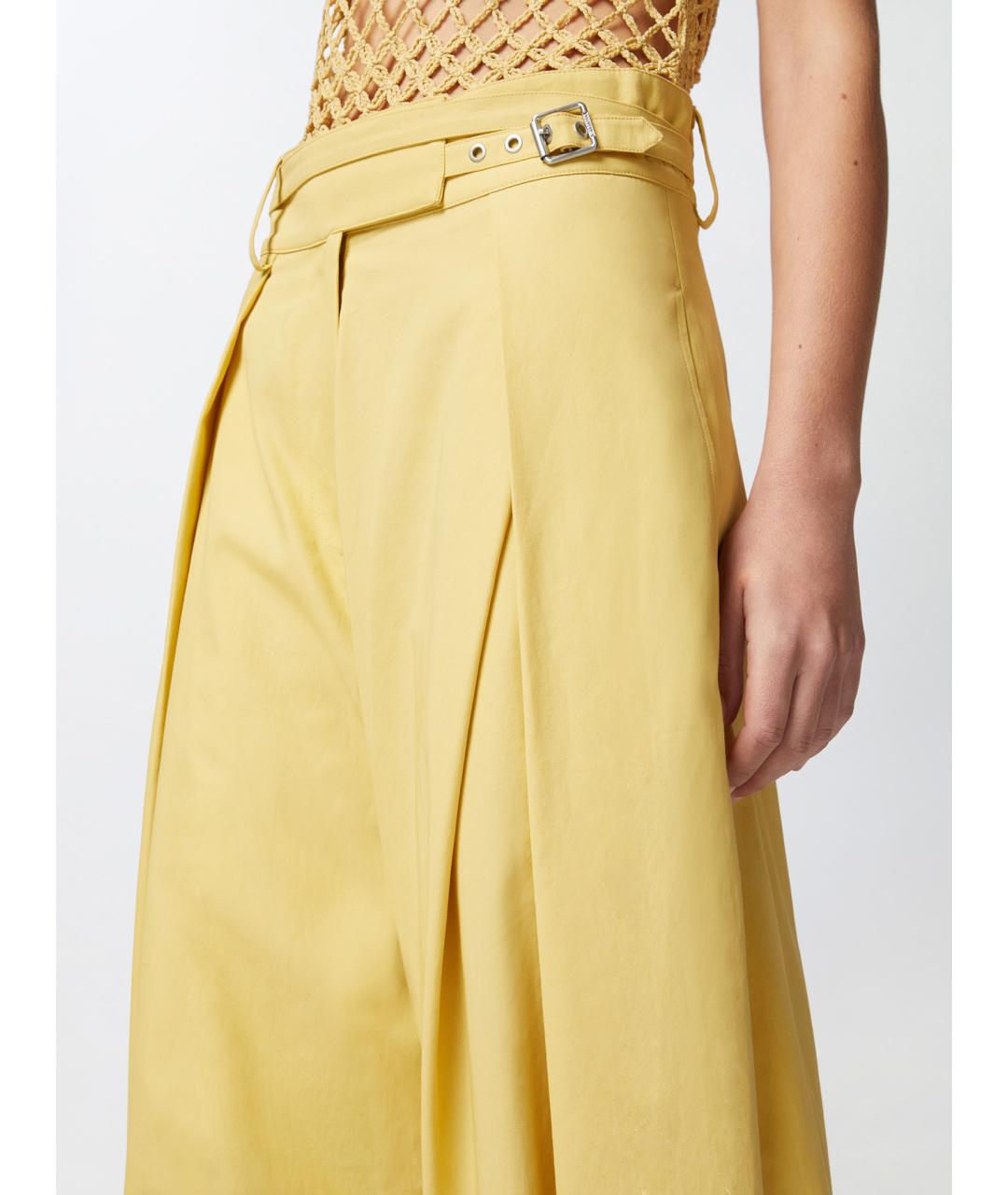 PINKO Желтые хлопковые брюки широкие, фото 5