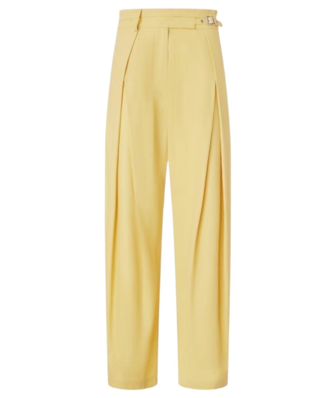PINKO Желтые хлопковые брюки широкие, фото 1