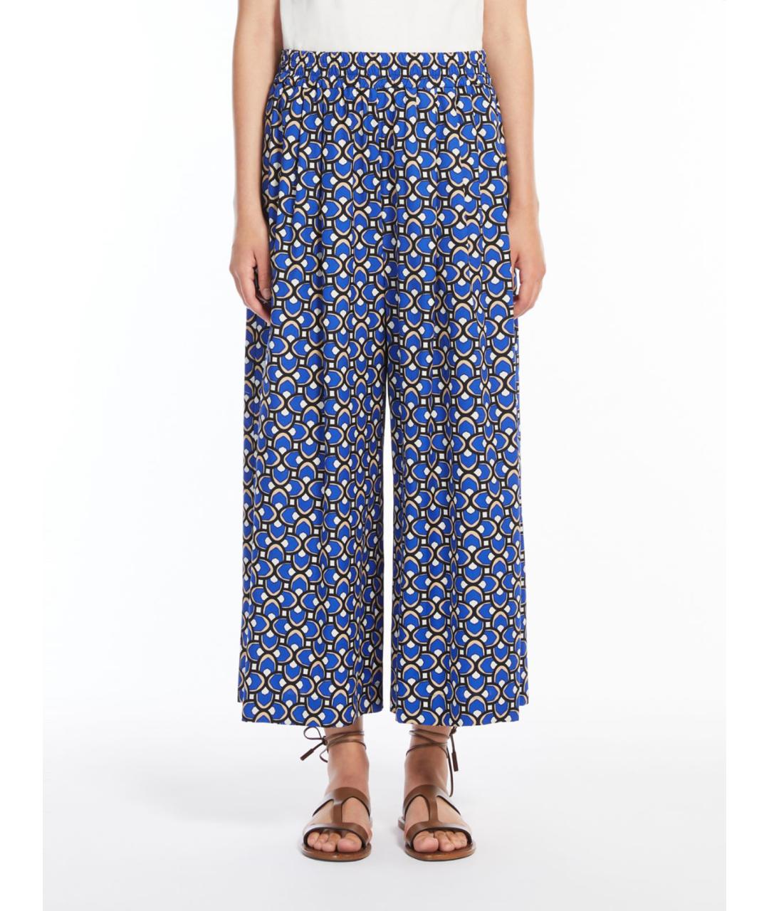 WEEKEND MAX MARA Синие хлопковые прямые брюки, фото 4