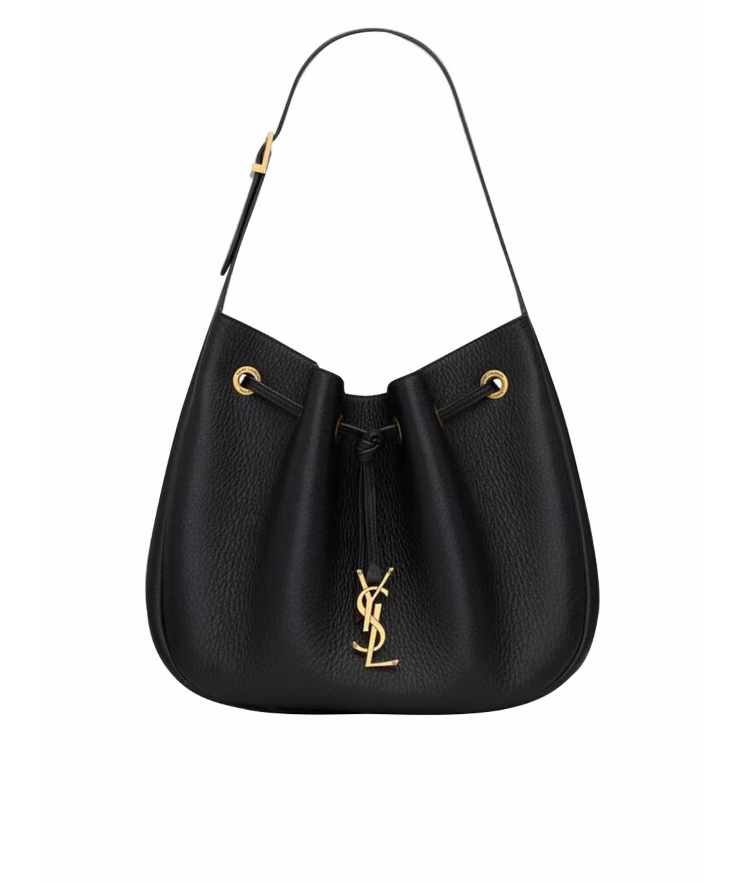 SAINT LAURENT Черная кожаная сумка тоут, фото 1