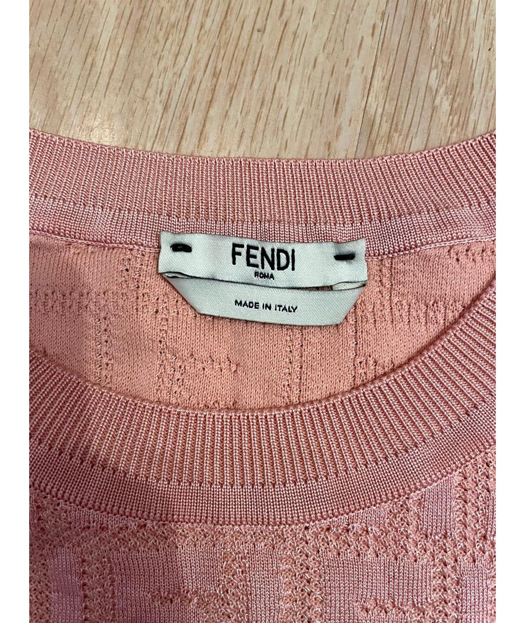 FENDI Коралловая хлопковая футболка, фото 3