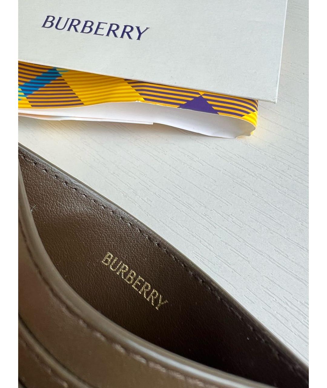 BURBERRY Бежевый кожаный кардхолдер, фото 3