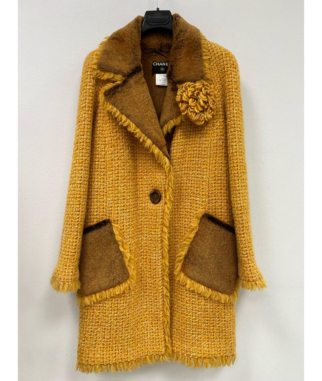 CHANEL Горчичное шерстяное пальто, фото 8