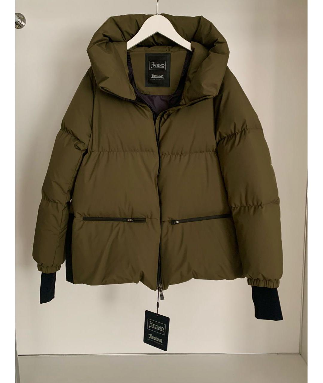 HERNO Хаки полиамидовый пуховик, фото 6