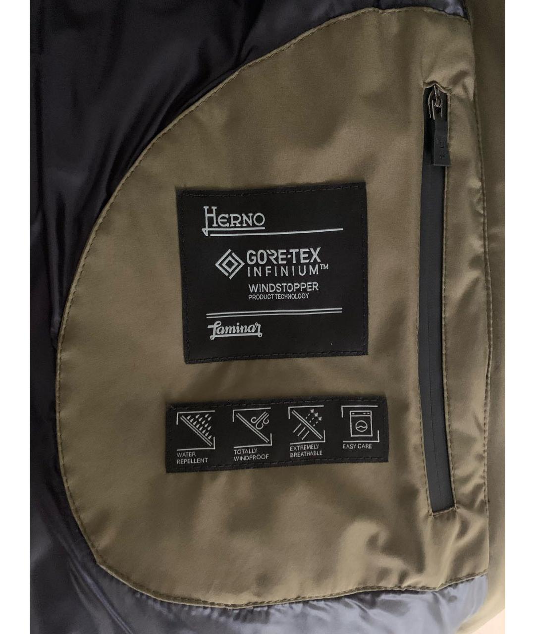 HERNO Хаки полиамидовый пуховик, фото 3