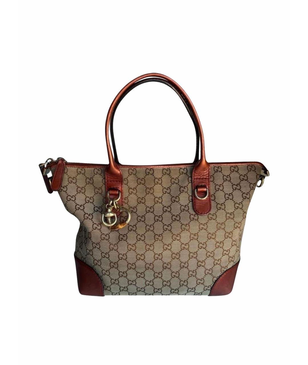 GUCCI Бежевая тканевая сумка тоут, фото 1