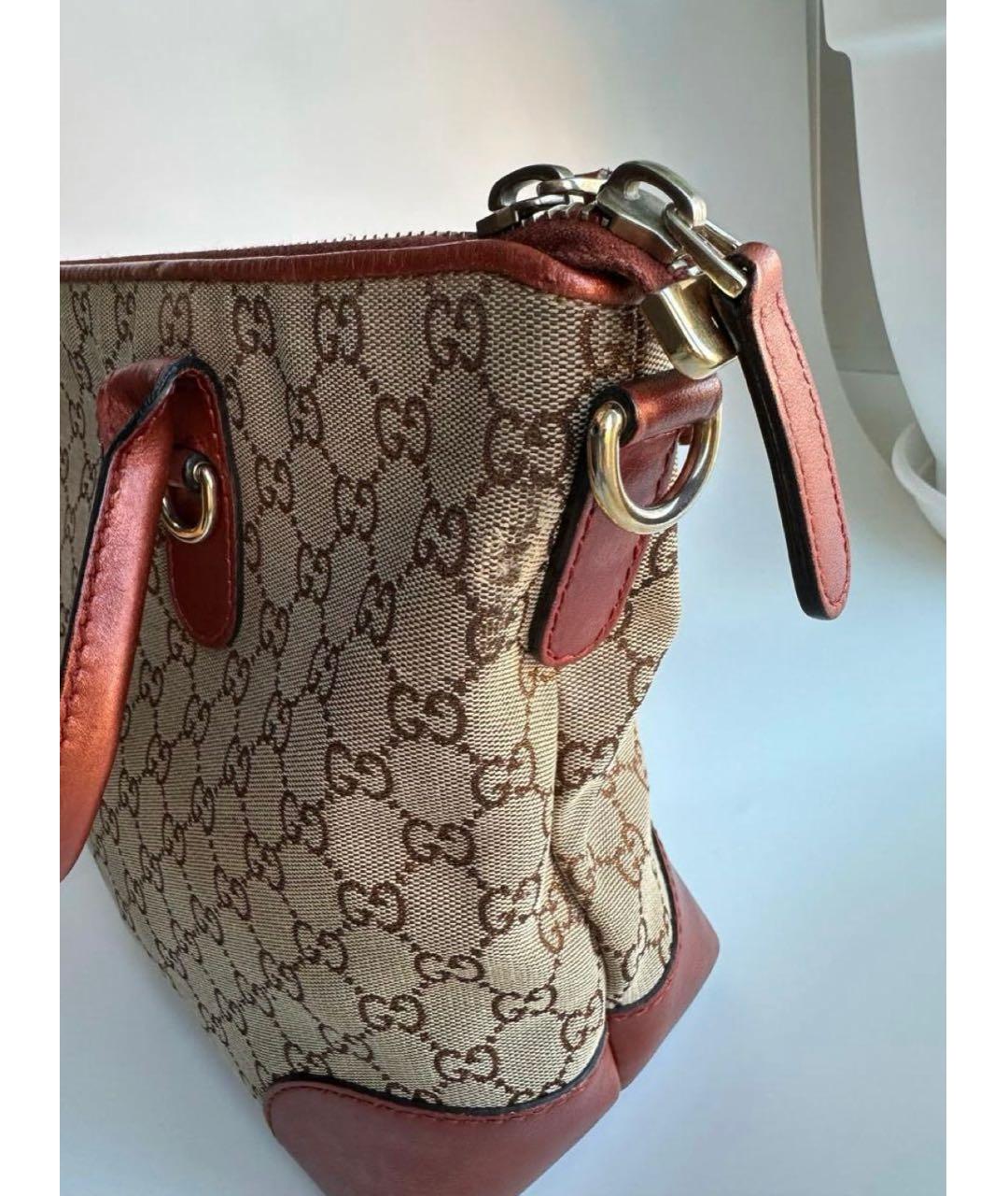 GUCCI Бежевая тканевая сумка тоут, фото 8