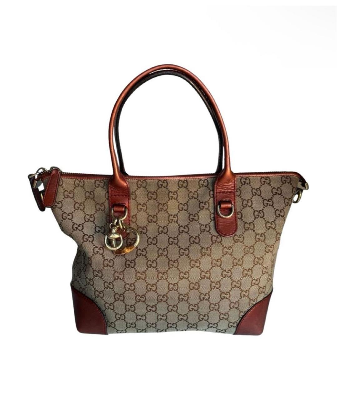 GUCCI Бежевая тканевая сумка тоут, фото 9