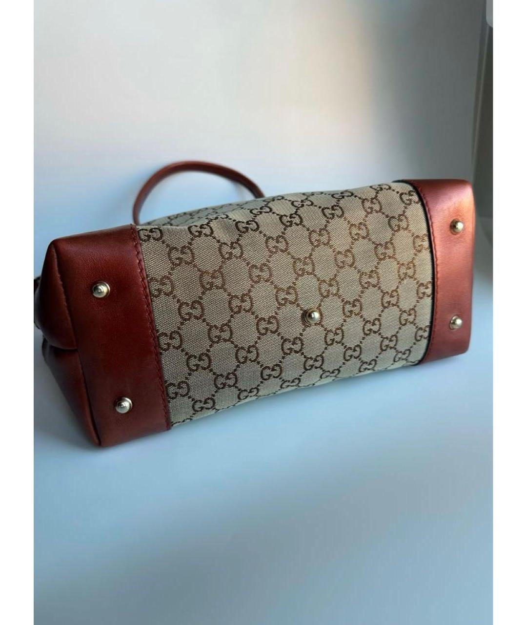 GUCCI Бежевая тканевая сумка тоут, фото 3