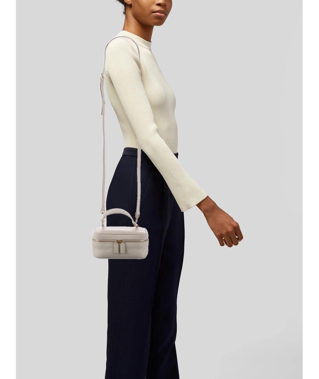 SAINT LAURENT Белая кожаная сумка с короткими ручками, фото 7