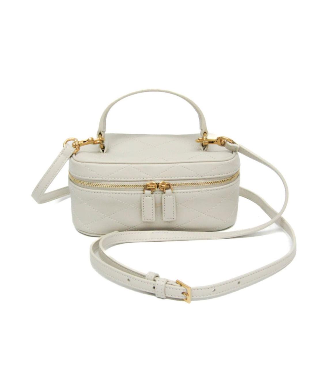 SAINT LAURENT Белая кожаная сумка с короткими ручками, фото 8