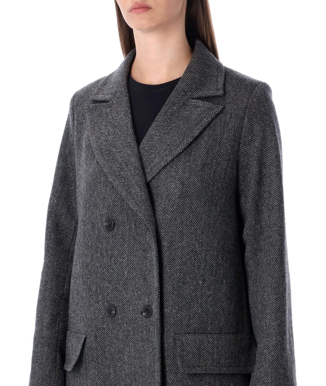 A.P.C. Антрацитовое шерстяное пальто, фото 3