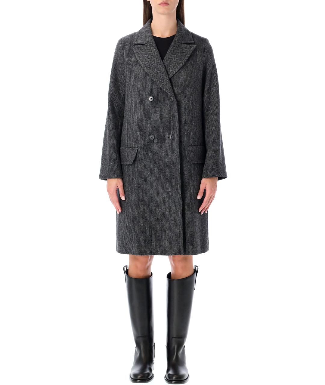 A.P.C. Антрацитовое шерстяное пальто, фото 4