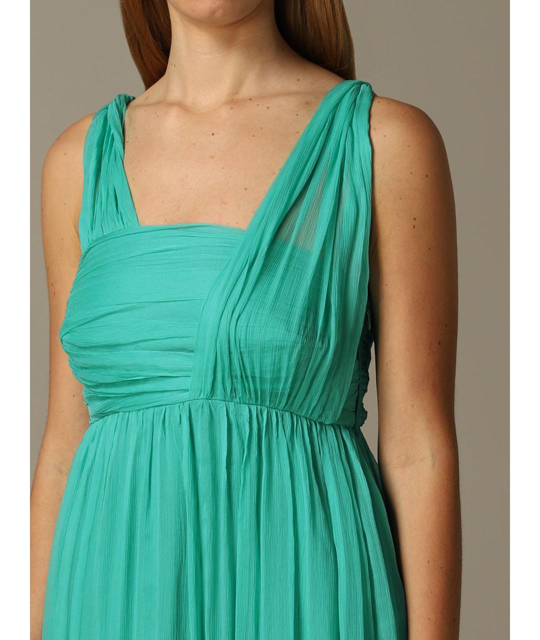 PINKO Зеленые шелковое вечернее платье, фото 3