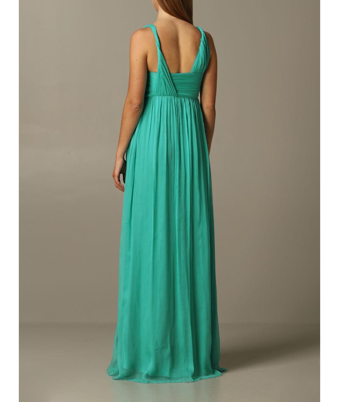 PINKO Зеленые шелковое вечернее платье, фото 4