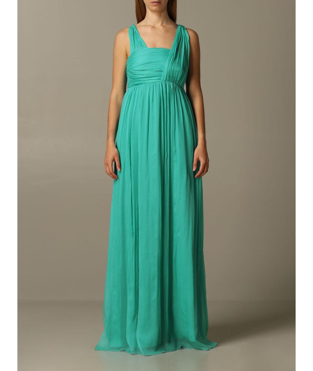 PINKO Зеленые шелковое вечернее платье, фото 2