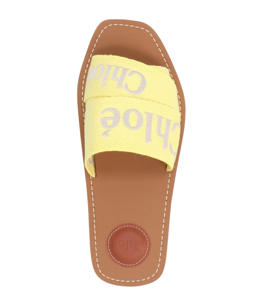 CHLOE Желтые текстильные шлепанцы, фото 3