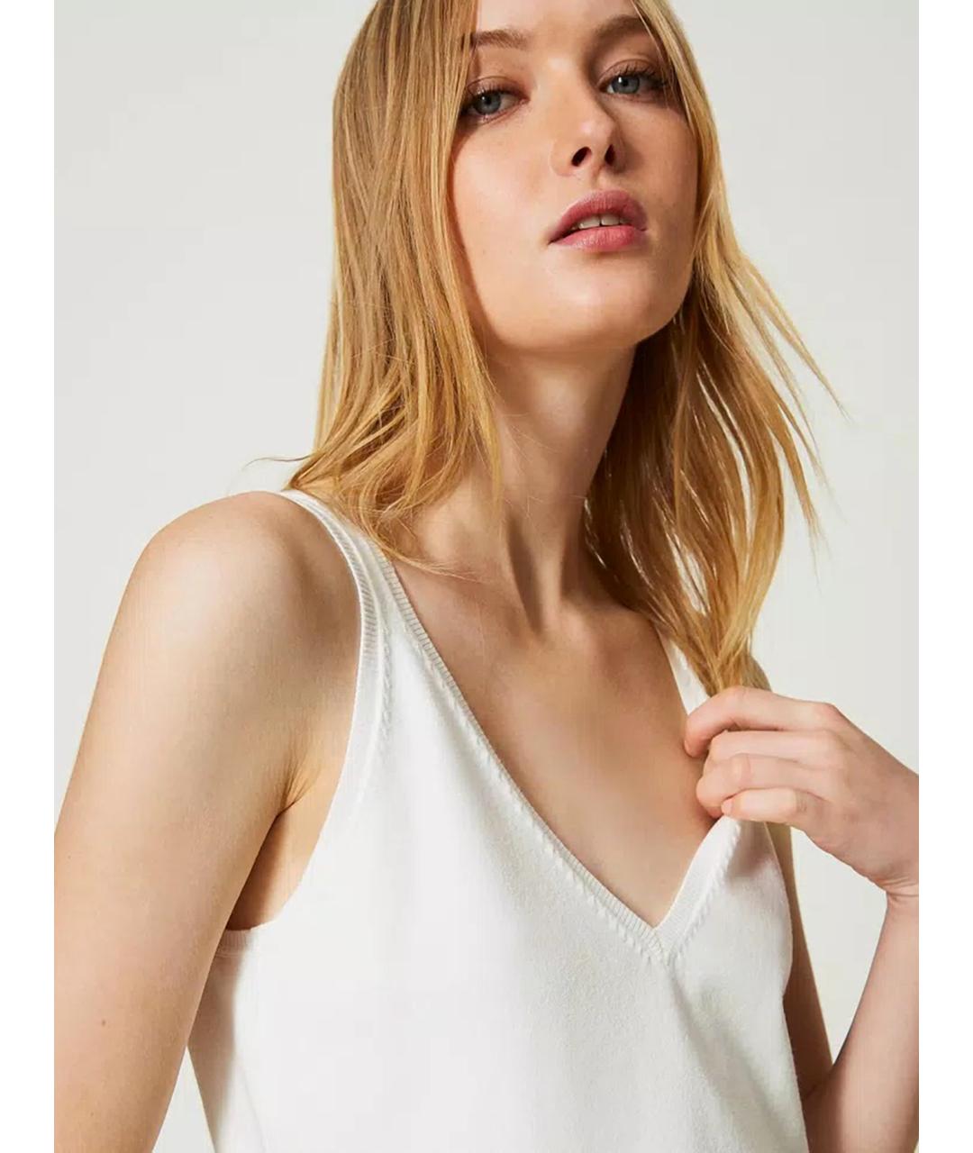 TWIN-SET Белый вискозный джемпер / свитер, фото 4