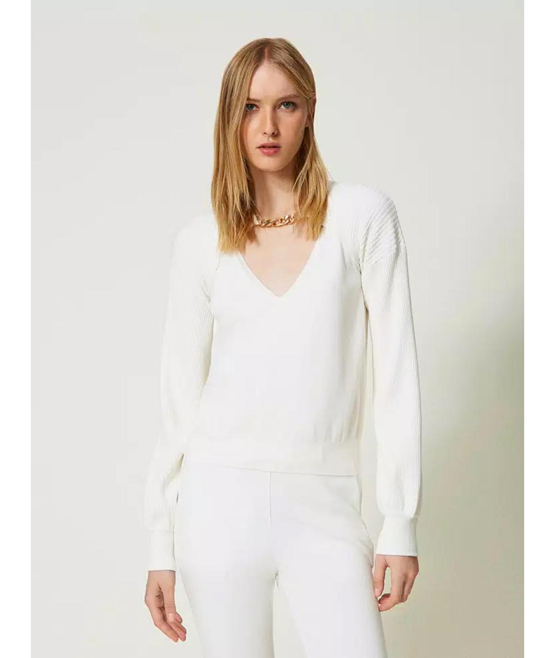 TWIN-SET Белый вискозный джемпер / свитер, фото 2