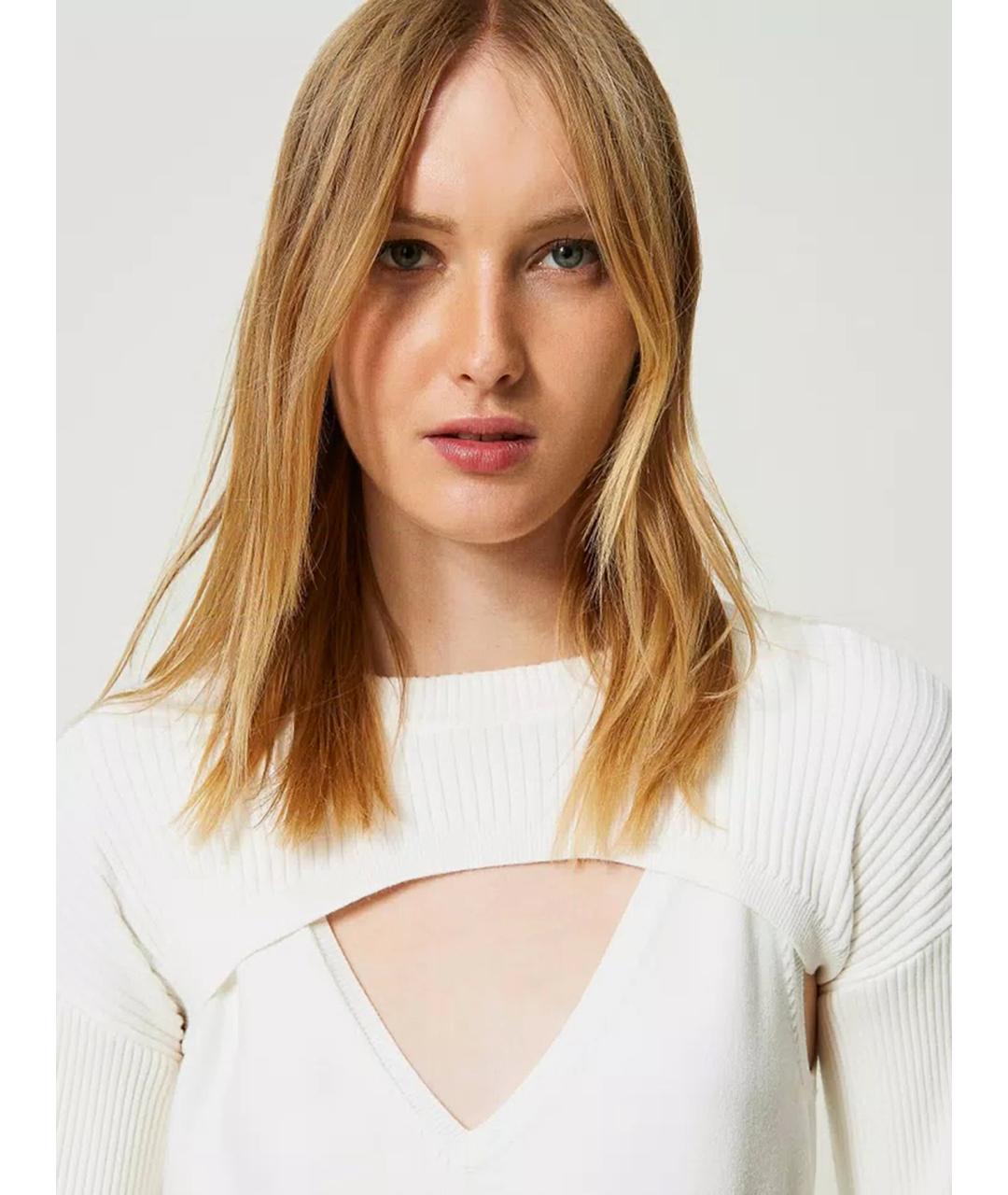 TWIN-SET Белый вискозный джемпер / свитер, фото 5