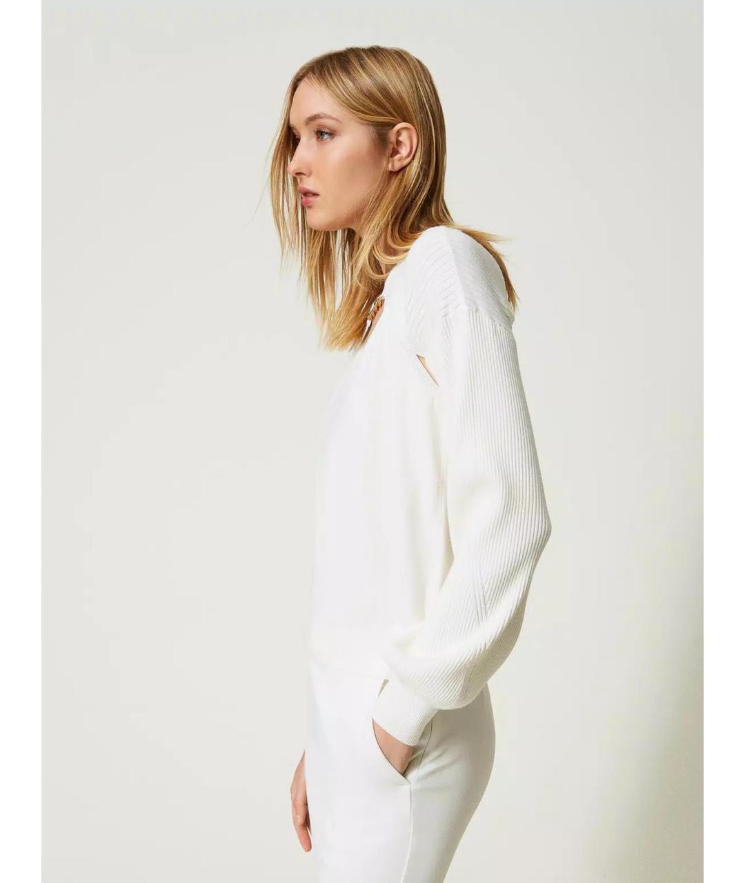 TWIN-SET Белый вискозный джемпер / свитер, фото 3