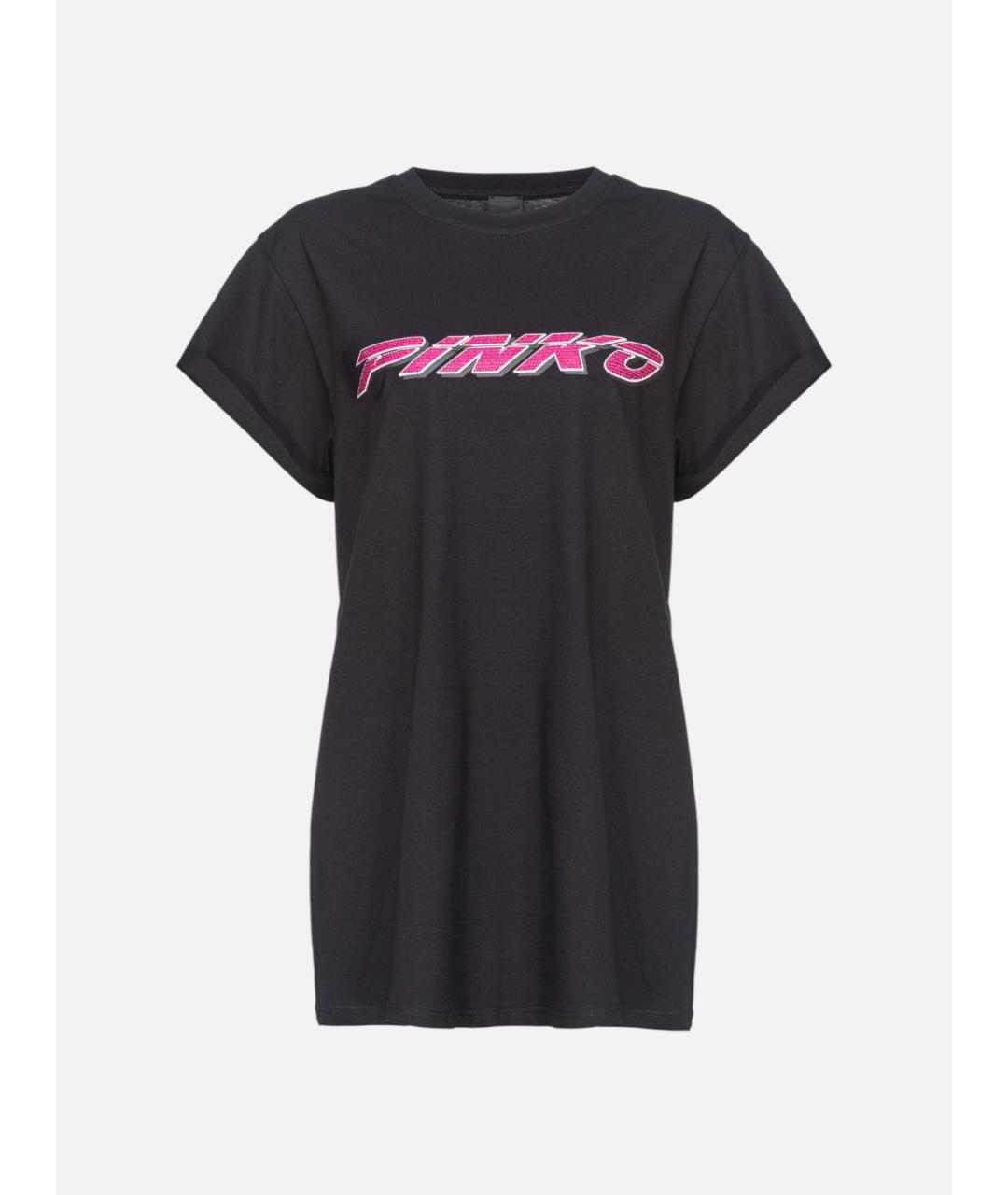PINKO Черная хлопковая футболка, фото 5