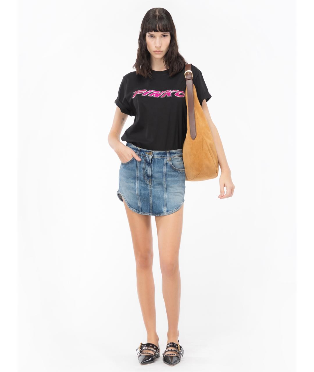 PINKO Черная хлопковая футболка, фото 2