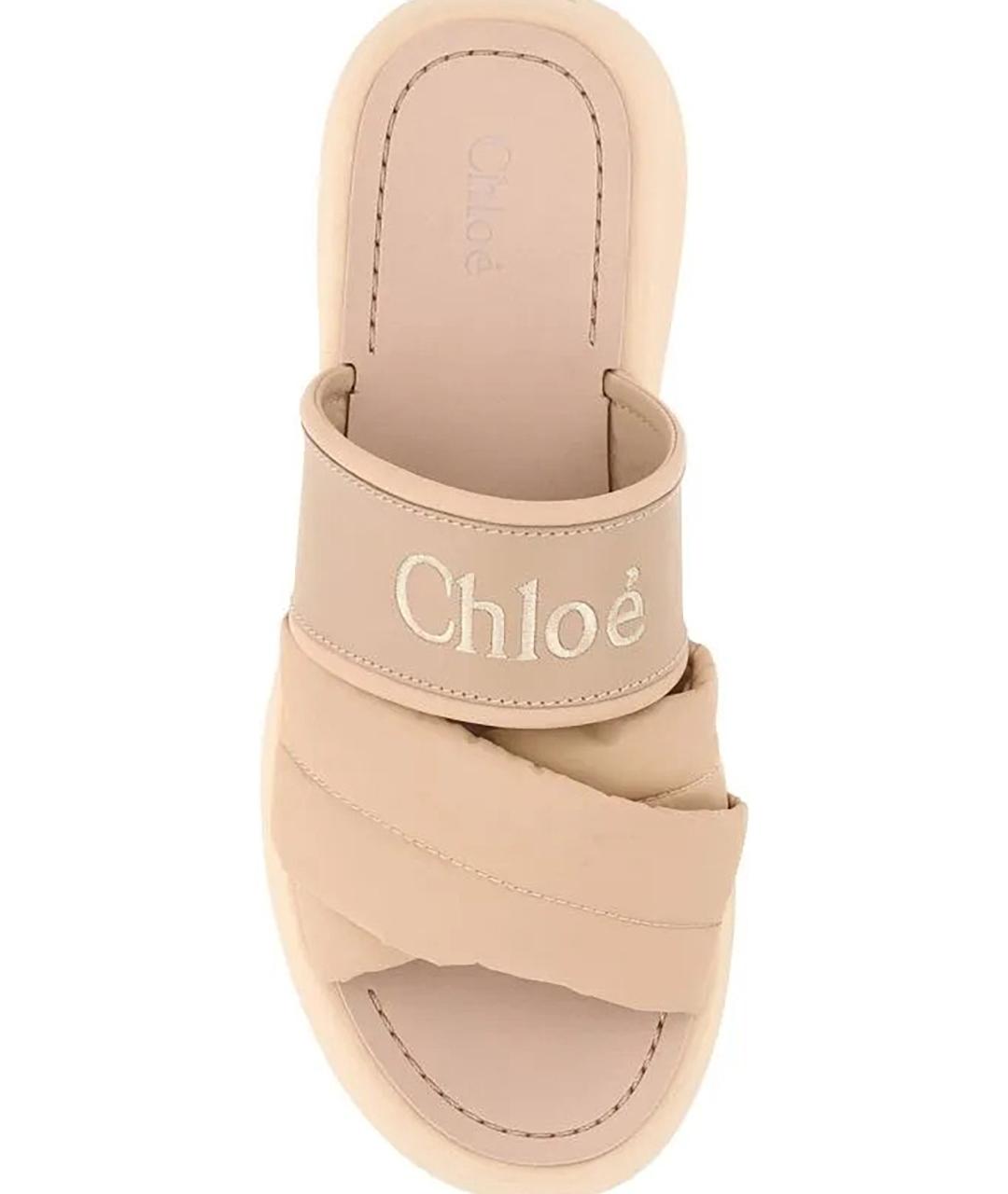 CHLOE Розовые кожаные шлепанцы, фото 3