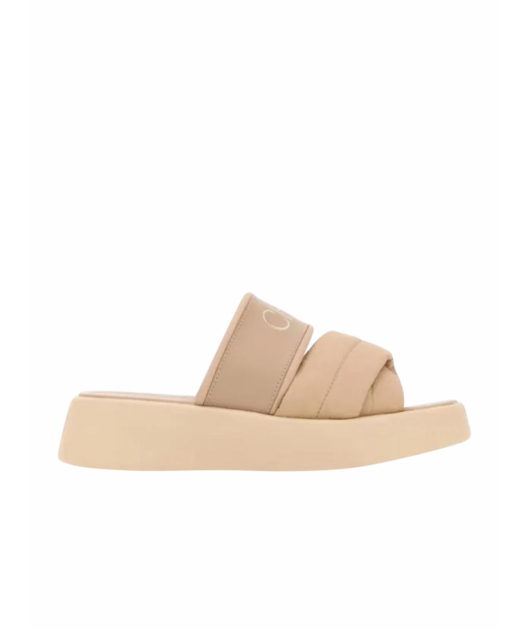 CHLOE Розовые кожаные шлепанцы, фото 1